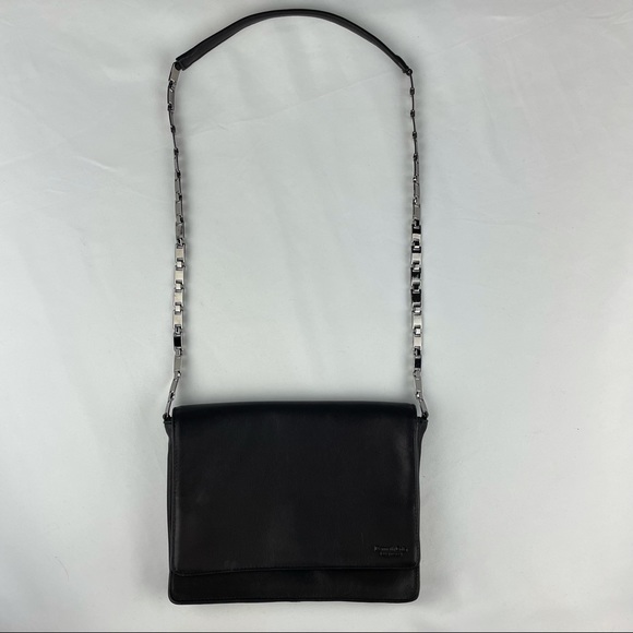 Kenneth Cole cowhide leather bag black chain strap - Picture 1 of 5